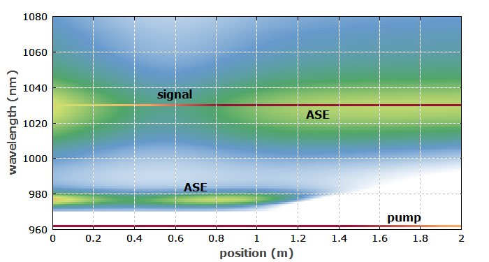ASE distribution in fiber amplifier
